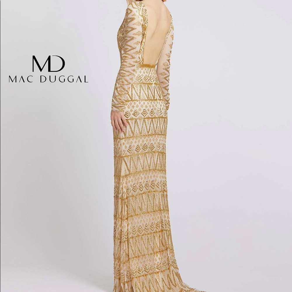 Stunning Mac Duggal fully beaded gown size 6 “Aztec”